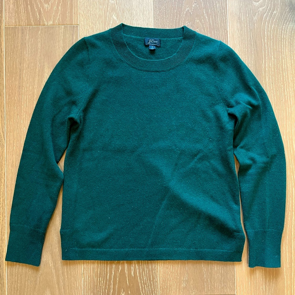 J. Crew 100% Cashmere Sweater Classic Crewneck Green Size Small
